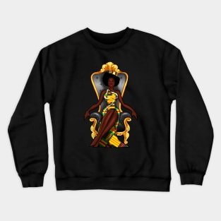 Afro African Queen, Beauty, Melanin Woman, Kente Pattern Crewneck Sweatshirt